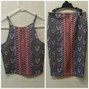 Material Girl Two-Piece Set Crop Top and Skirt